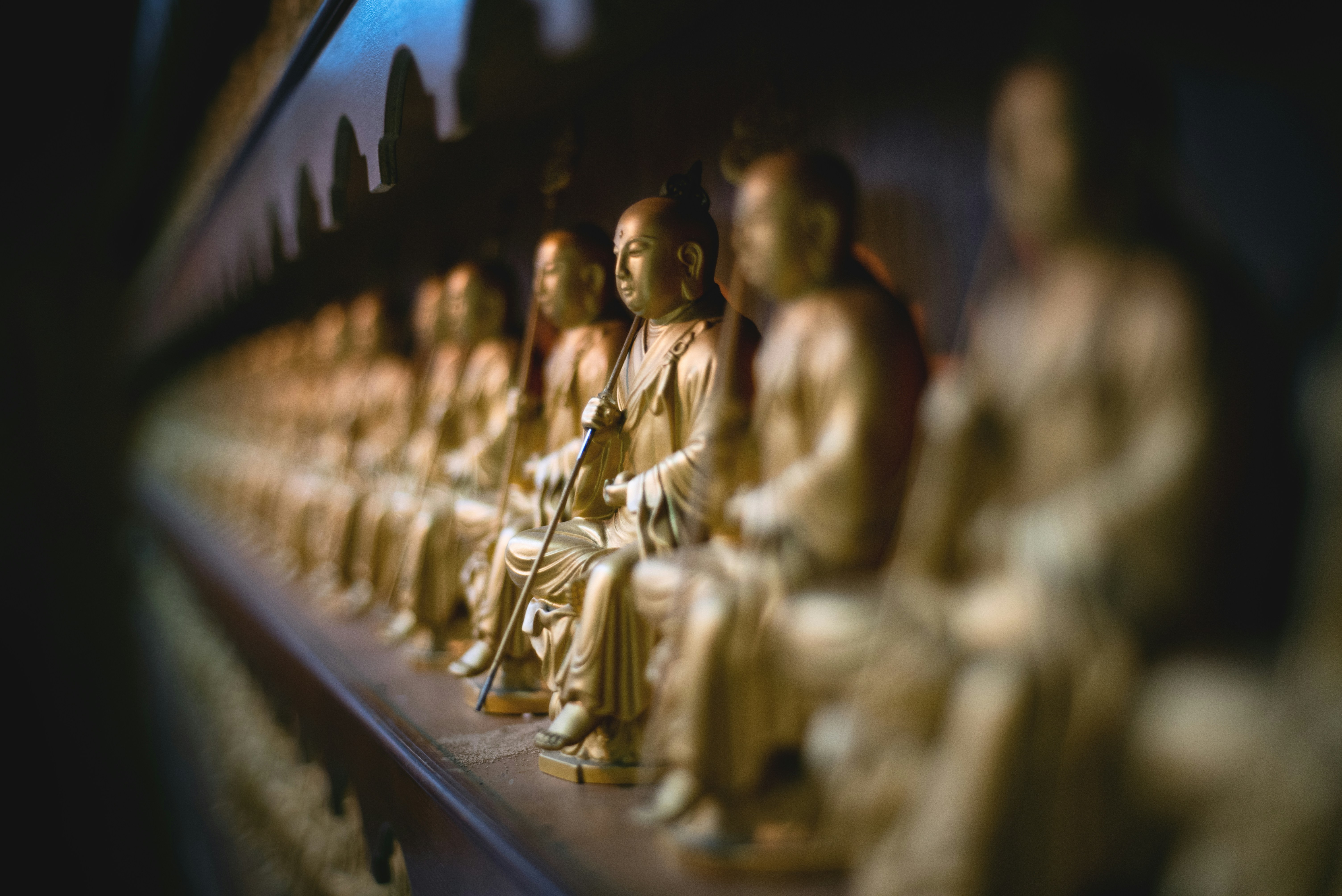 Buddha statues in a meditation hall
